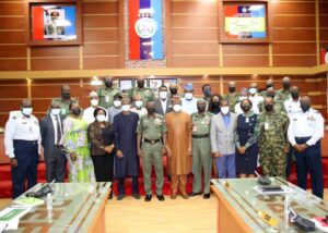 The NPHCDA team with General Irabor and other officers during the visit