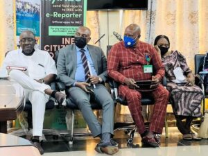 L-R: Director, ICT, Chidi Nwafor; Director, Health Services, Gammy Ajoku; Director, Planning & Monitoring, Mr Paul Omokore and Ag. Director, International Cooperation and Protocol, Kemi Oyeyemi, at the meeting.